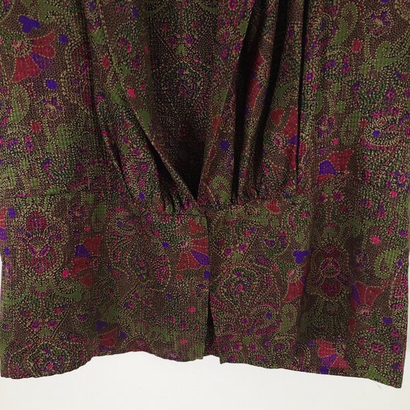 Vintage Printed Silk Blouse Made in Hong Kong - Picture 2 of 9